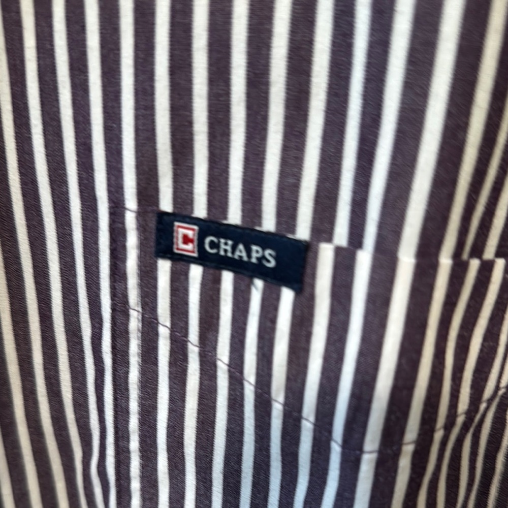 Chaps Men's purple &white Striped Shirt XXL - Picture 3 of 7